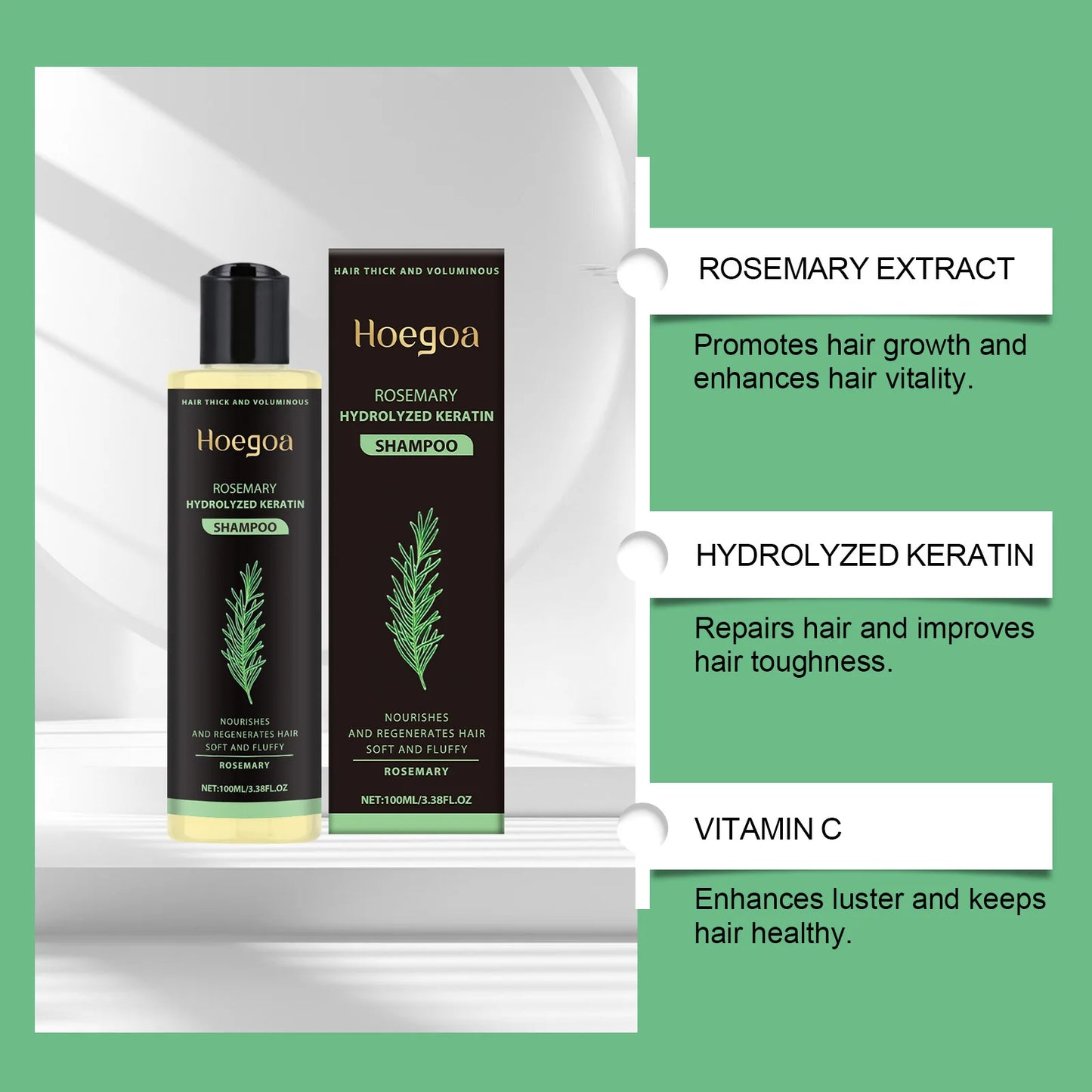 Champú espesante, Control de aceite, aumento de volumen, fortalece los hebras, Reduce la rotura, reparación nutritiva, champú para el cuidado del cabello de romero