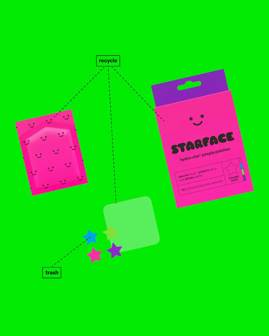 Starface Pimple Patches 4 Bright Tones 32pzs