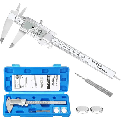 Calibrador digital electrónico, conversión de pulgadas y milímetros, pantalla LCD, herramienta de medición de calibrador de 0-6 pulgadas, apagado automático