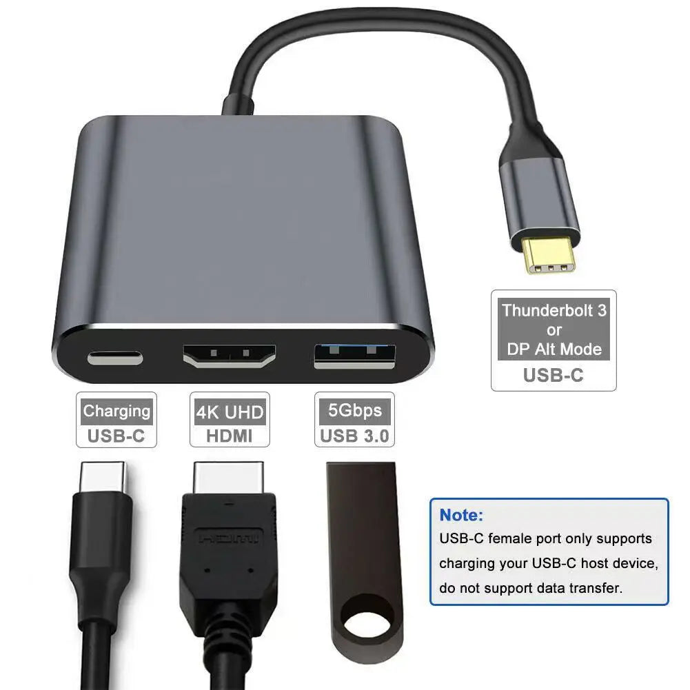 Hub USB-C 3 en 1: tipo-c 3 en 1 PD100W+HDMI(4K/30Hz)+USB3.0
