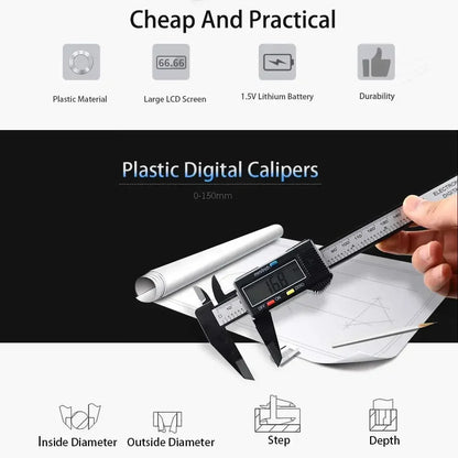 Calibrador digital electrónico, conversión de pulgadas y milímetros, pantalla LCD, herramienta de medición de calibrador de 0-6 pulgadas, apagado automático