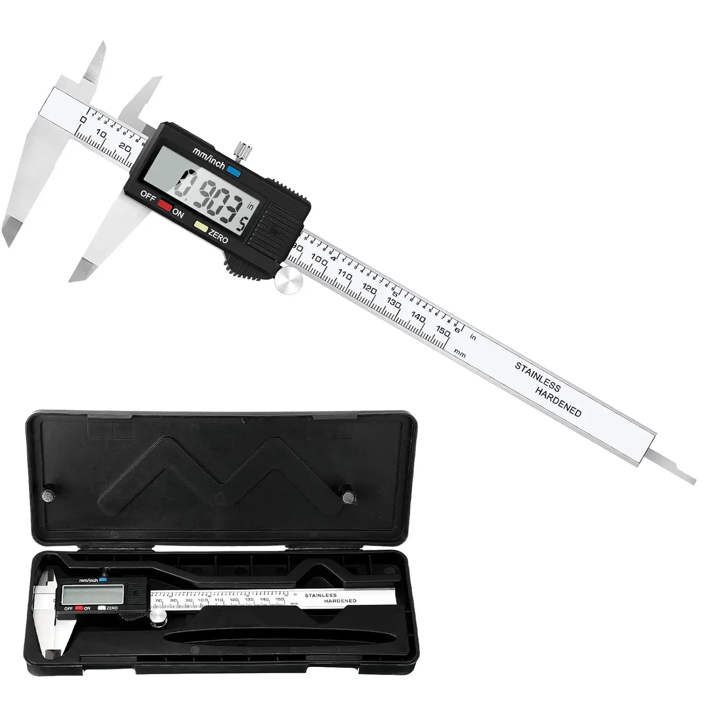 Calibrador digital electrónico, conversión de pulgadas y milímetros, pantalla LCD, herramienta de medición de calibrador de 0-6 pulgadas, apagado automático