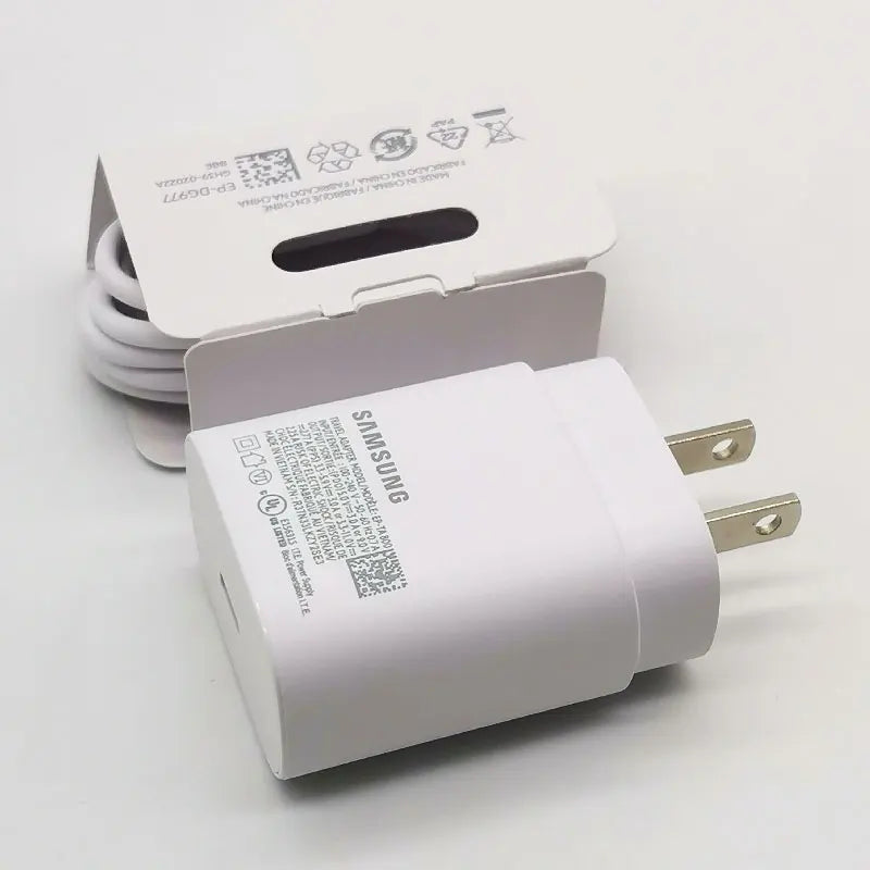 Para Samsung 25W cargador de enchufe estadounidense adaptador de carga súper rápida Cable tipo C para Galaxy S20 S21 S22 S23 S24 Note 20 Ultra 10 A55 A54
