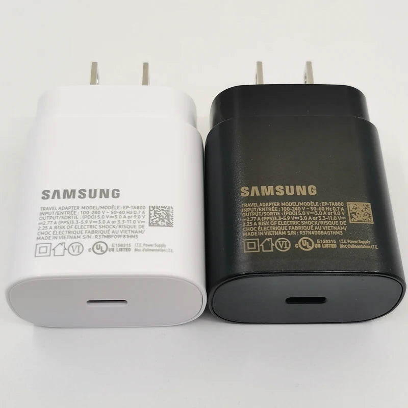 Para Samsung 25W cargador de enchufe estadounidense adaptador de carga súper rápida Cable tipo C para Galaxy S20 S21 S22 S23 S24 Note 20 Ultra 10 A55 A54