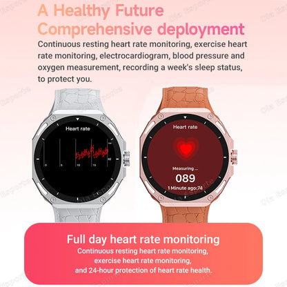 Nueva moda reloj inteligente 2025 Bluetooth llamada hombre mujer ritmo cardíaco salud monitoreo deportes impermeable Smartwatch para Android IOS