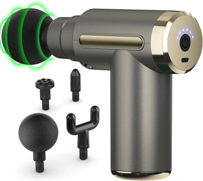 Pistola de masaje de percusión eléctrica portátil, masajeador muscular de tejido profundo, dispositivo de masaje corporal ultracompacto, elegante, de alto torque, fácil de controlar, alivia el dolor muscular de cuello y e