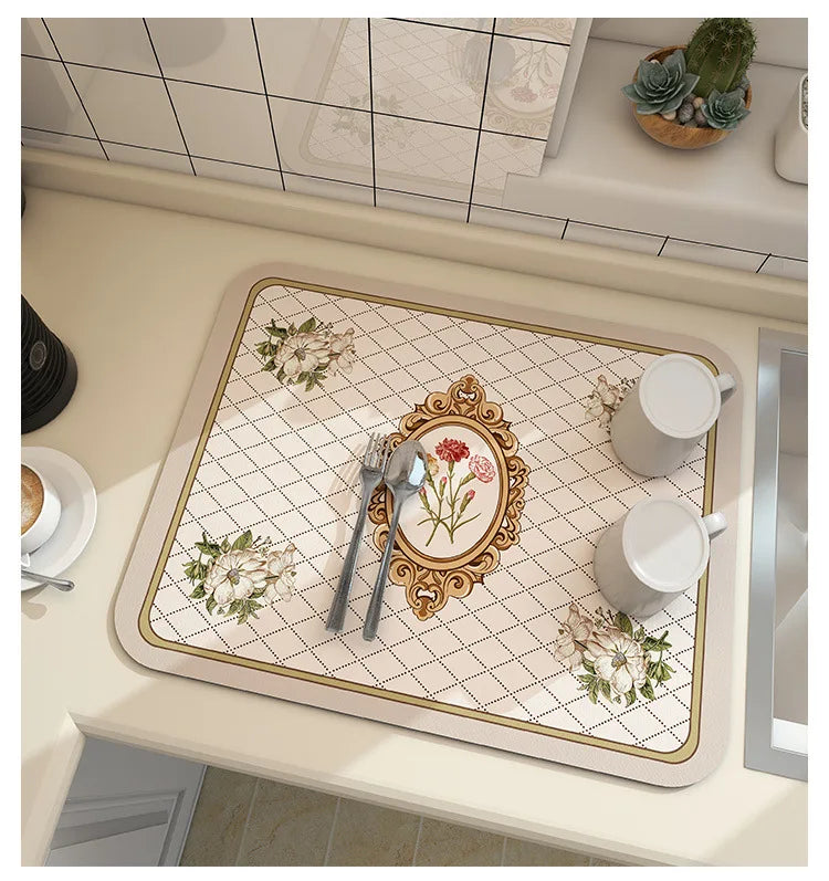 Tapete Absorbente Grande para Cocina, Antideslizante, para Secar Platos, de Secado Rápido, para Baño, para Vajilla