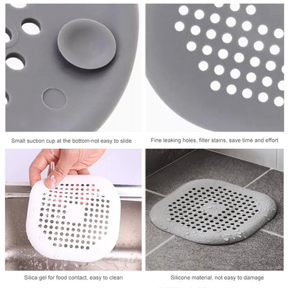 Filtro de silicona para desagües de fregadero, ducha y bañera, atrapapelos para fregadero de cocina, accesorios de baño